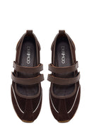 Women's Brown Strapped Suede Leather Ballet Flats | Derimod
