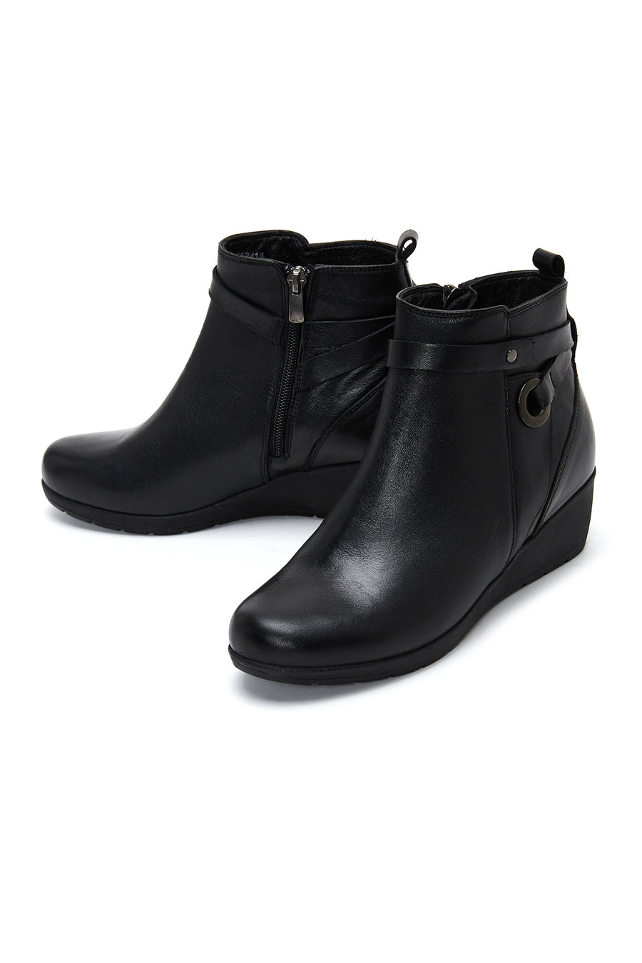 Women's Leather Wedge Heel Boots