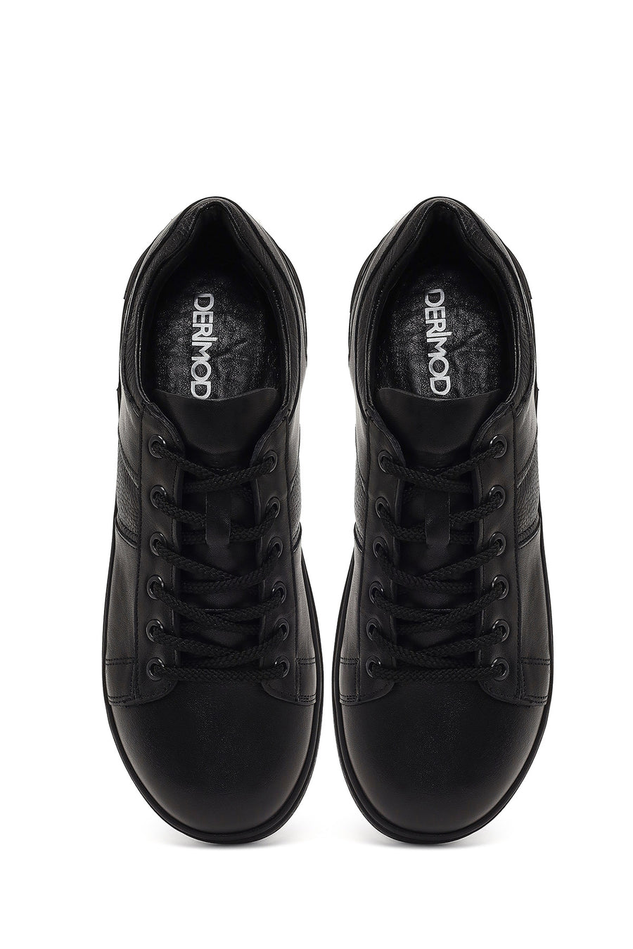 Men's Black Lace-Up Leather Casual Sneaker