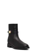 Women's Black Zippered Leather Boots | Derimod