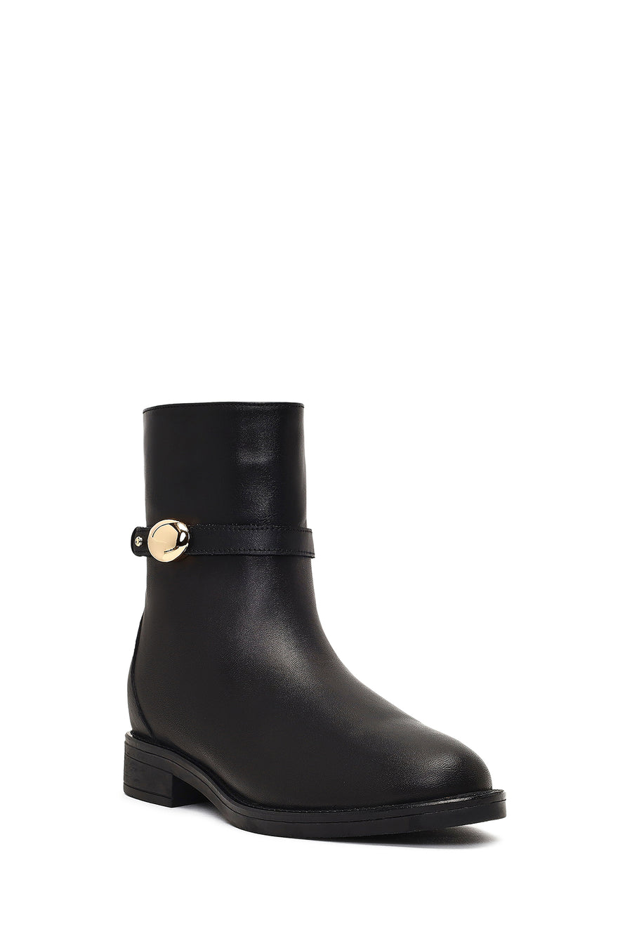 Women's Black Zippered Leather Boots