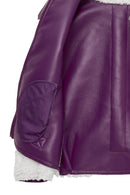 Meribel Women's Multicolored Purple Stripe Detail Teddy Coat | Derimod