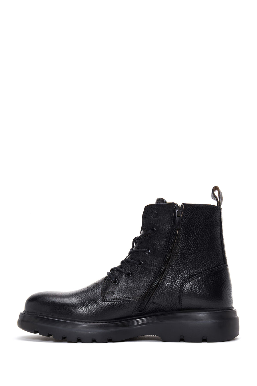 Men's Black Lace-Up Leather Casual Boots