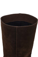 Woman Brown Thin-Heeled Suede Boots | Derimod