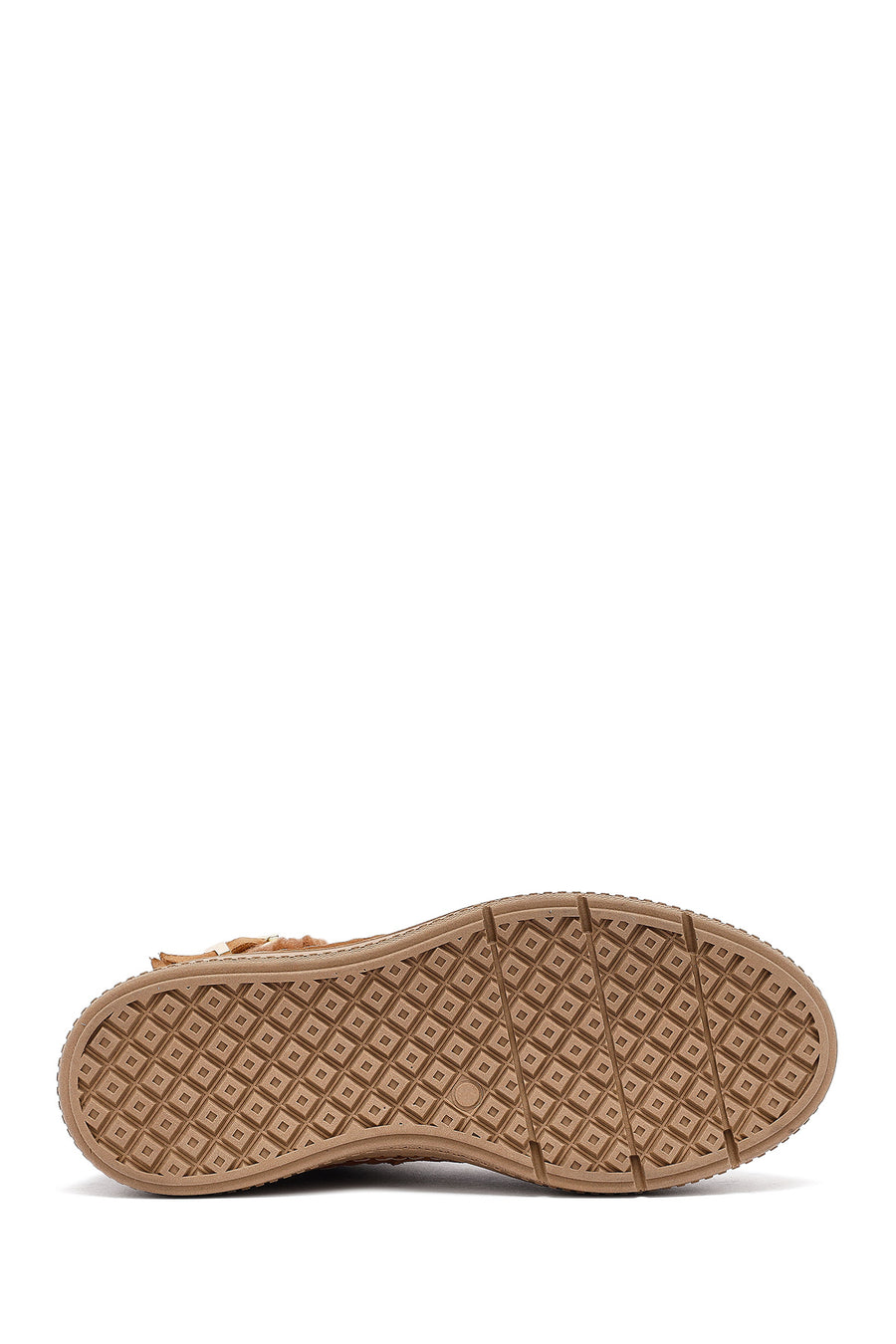 Woman Tan Zippered Suede Leather Teddy Bot