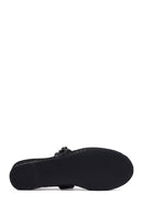 Woman Black Netted Buckled Ballerinas | Derimod