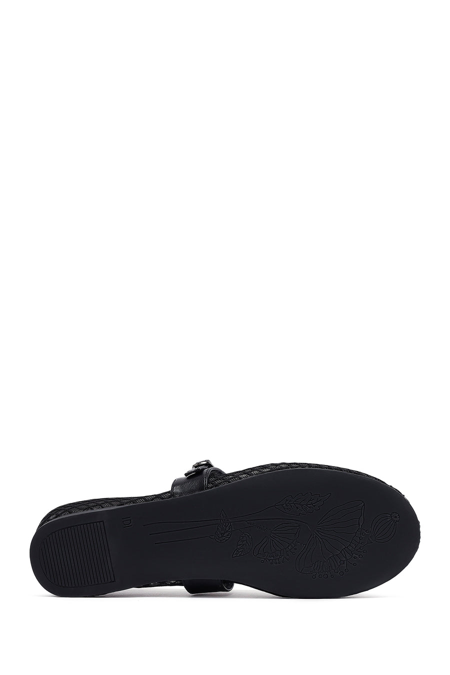 Woman Black Netted Buckled Ballerinas