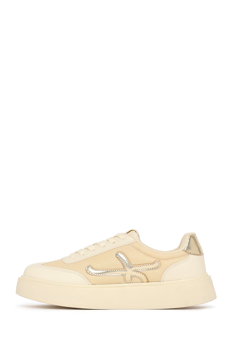 Kadın Bej Bağcıklı Sneaker
