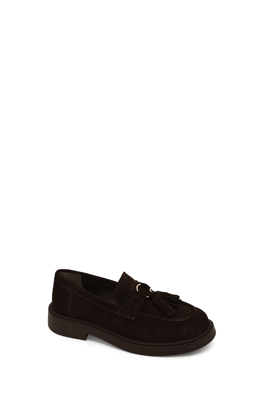 Woman Brown Thick-Soled Tassel Suede Loafer