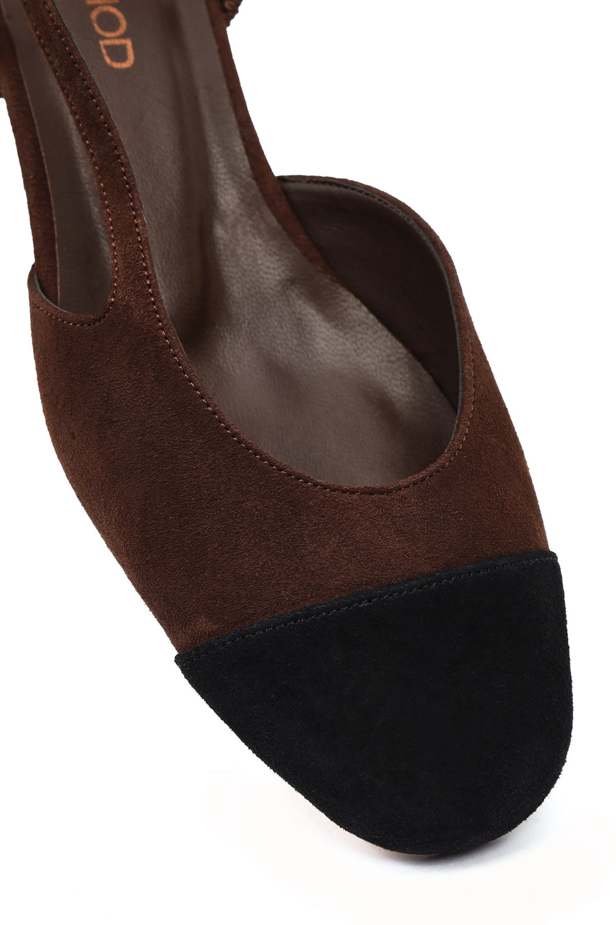 Women's Brown Open Back Suede Leather Ballet Flats