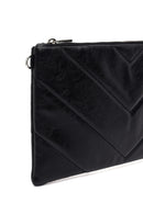 Woman Black Chain-Strap Patterned Clutch Bag | Derimod
