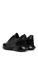 Men's Black Lace-up Thick-Sole Leather Casual Sneaker | Derimod