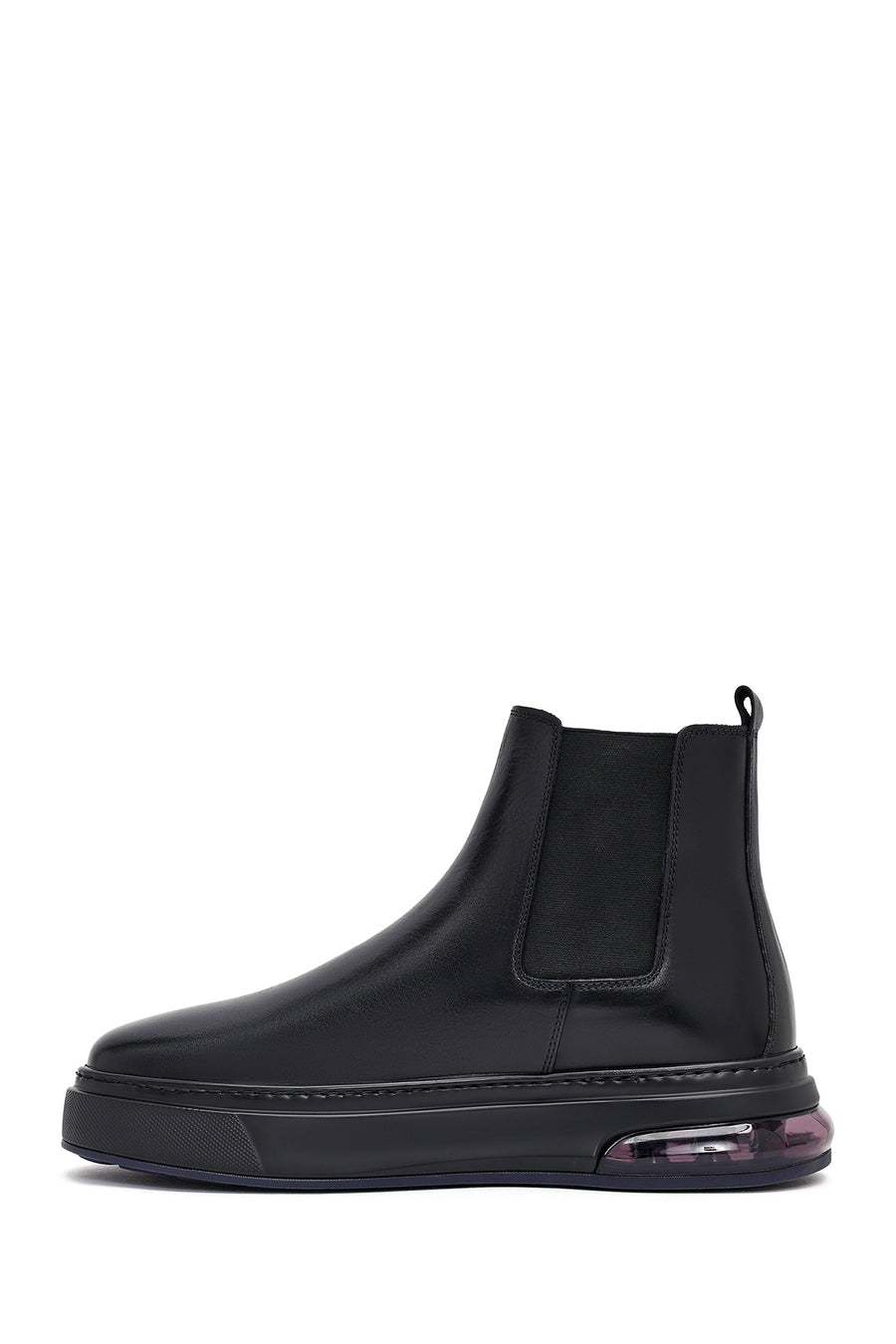 Men's Black Thick Sole Leather Chelsea Boots