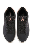 Skechers Women's Black Uno Court Lace-Up Chunky Sole Leather Sneakers | Derimod