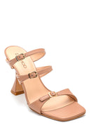 Women's Heeled Leather Slippers | Derimod