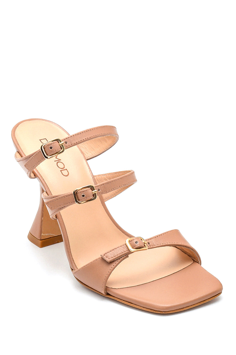 Women's Heeled Leather Slippers