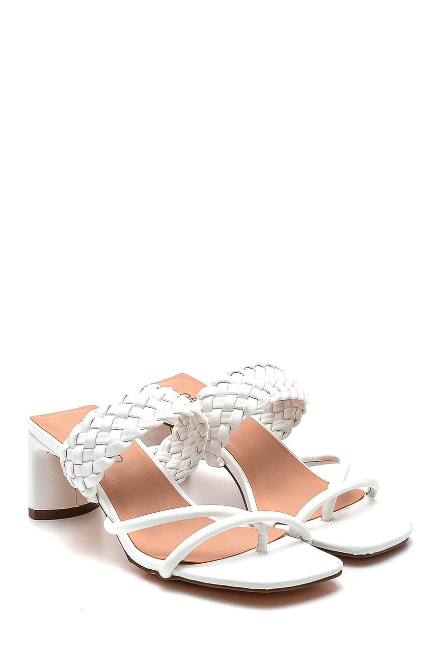 Women's White Heeled Slippers