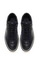 Erkek Siyah Bağcıklı Deri Sneaker | Derimod