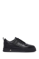 Men's Black Lace-Up Thick Sole Leather Sneakers | Derimod