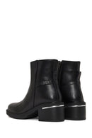 Woman Black Zip Closure Chunky-heeled Leather Boots | Derimod