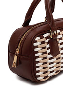 Woman Brown Long-Strap Braided Mini Shoulder Bag | Derimod