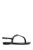 Women's Black Stone Flip Flops Sandals | Derimod