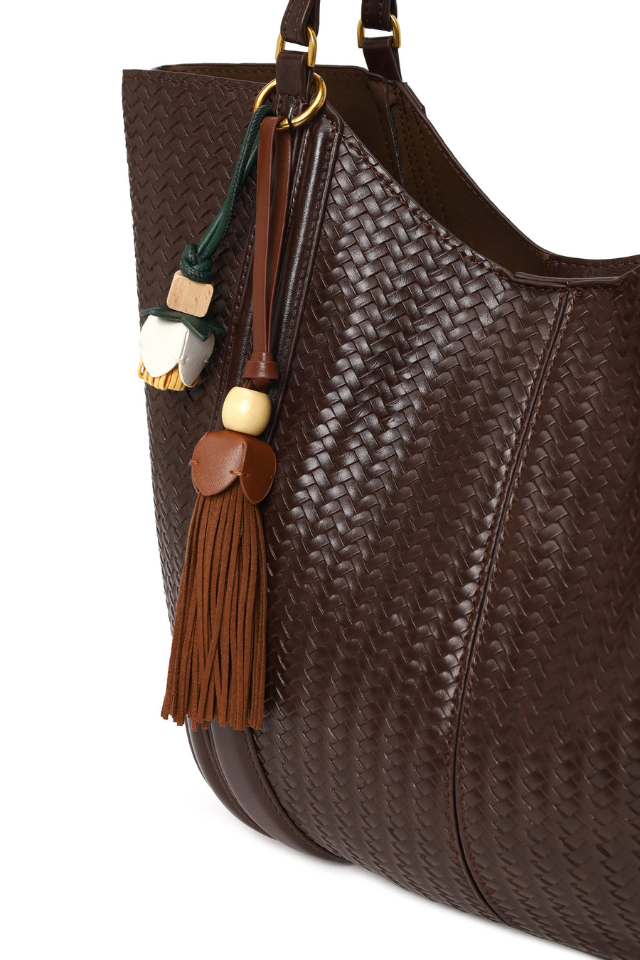 Woman Brown Accessory-Detail Printed Shoulder Bag