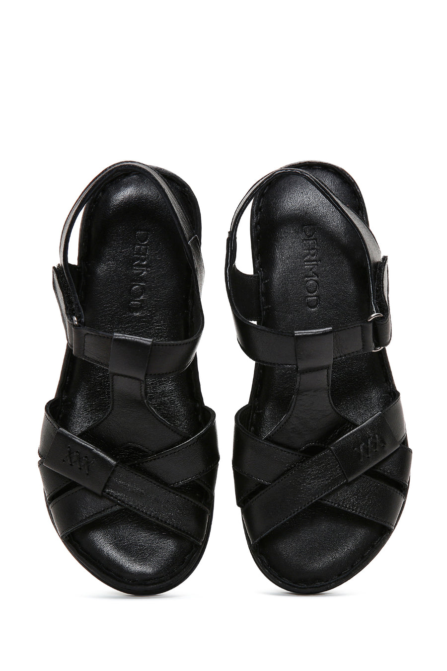 Kadın Siyah Deri Comfort Sandalet
