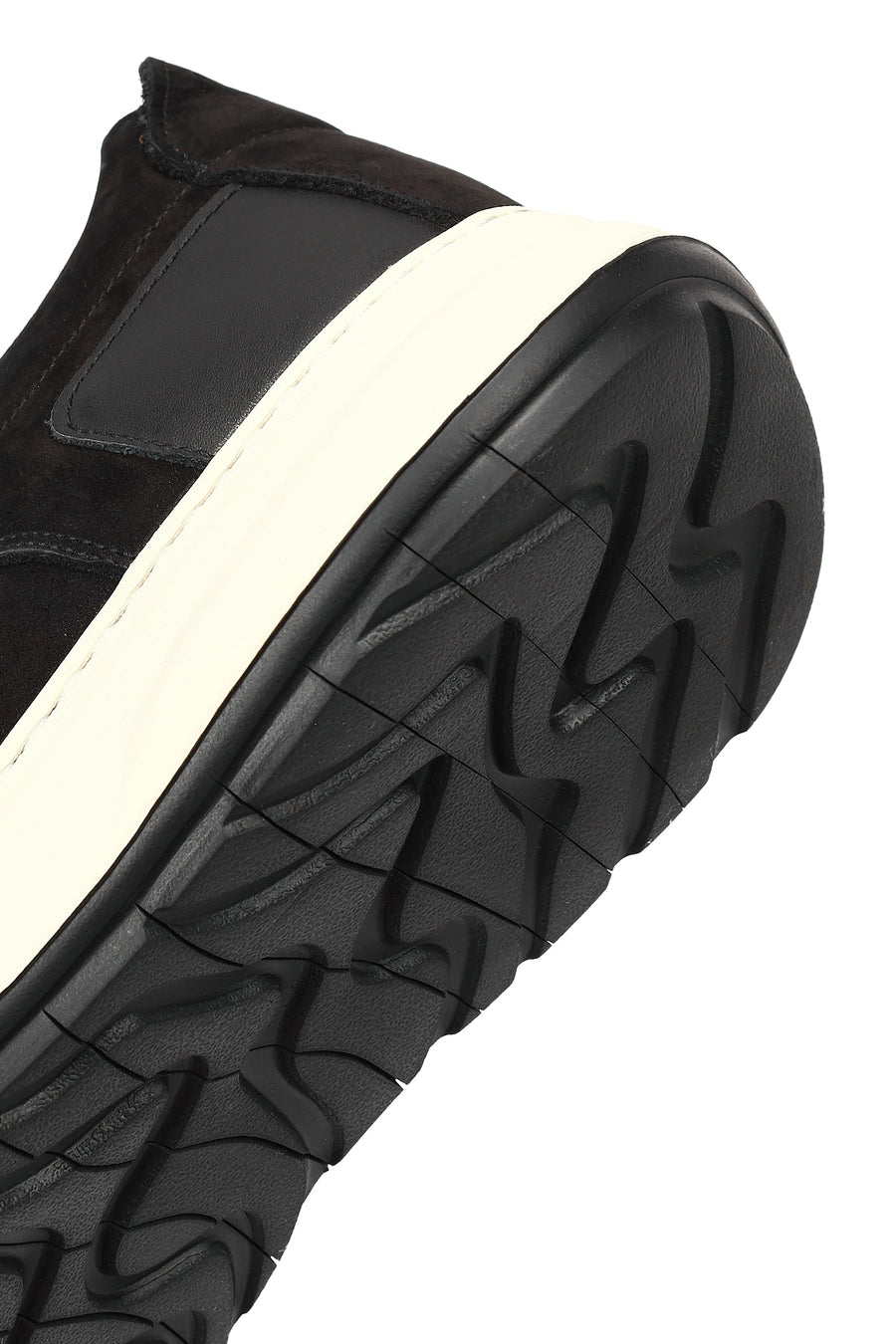 Men's Black Lace-Up Chunky Sole Nubuck Leather Casual Shoes