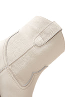 Women's Beige Leather Heeled Cowboy Boots | Derimod