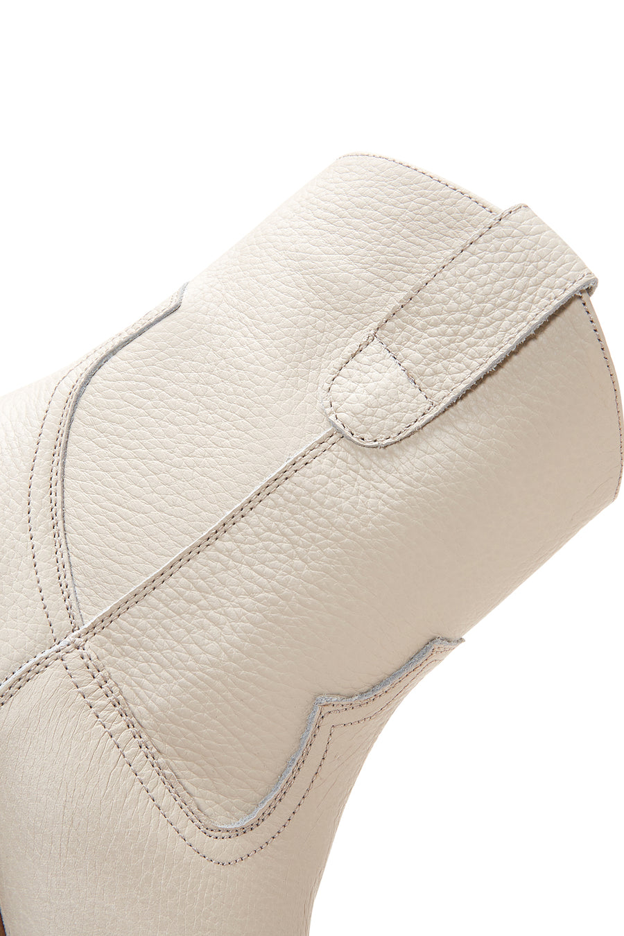 Women's Beige Leather Heeled Cowboy Boots