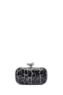 Women's Black Leopard Patterned Long Chain Strap Mini Box Evening Bag | Derimod