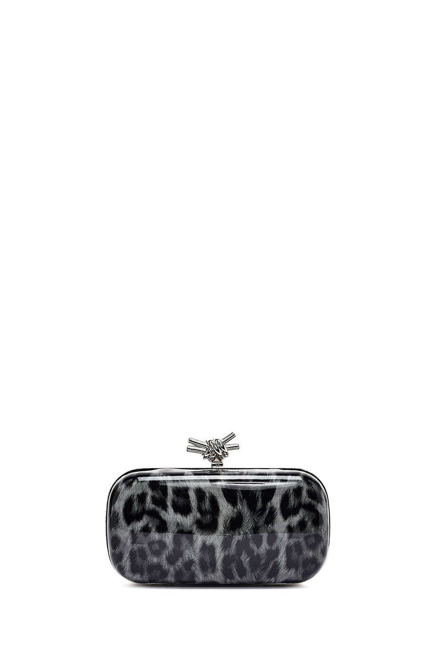 Women's Black Leopard Patterned Long Chain Strap Mini Box Evening Bag