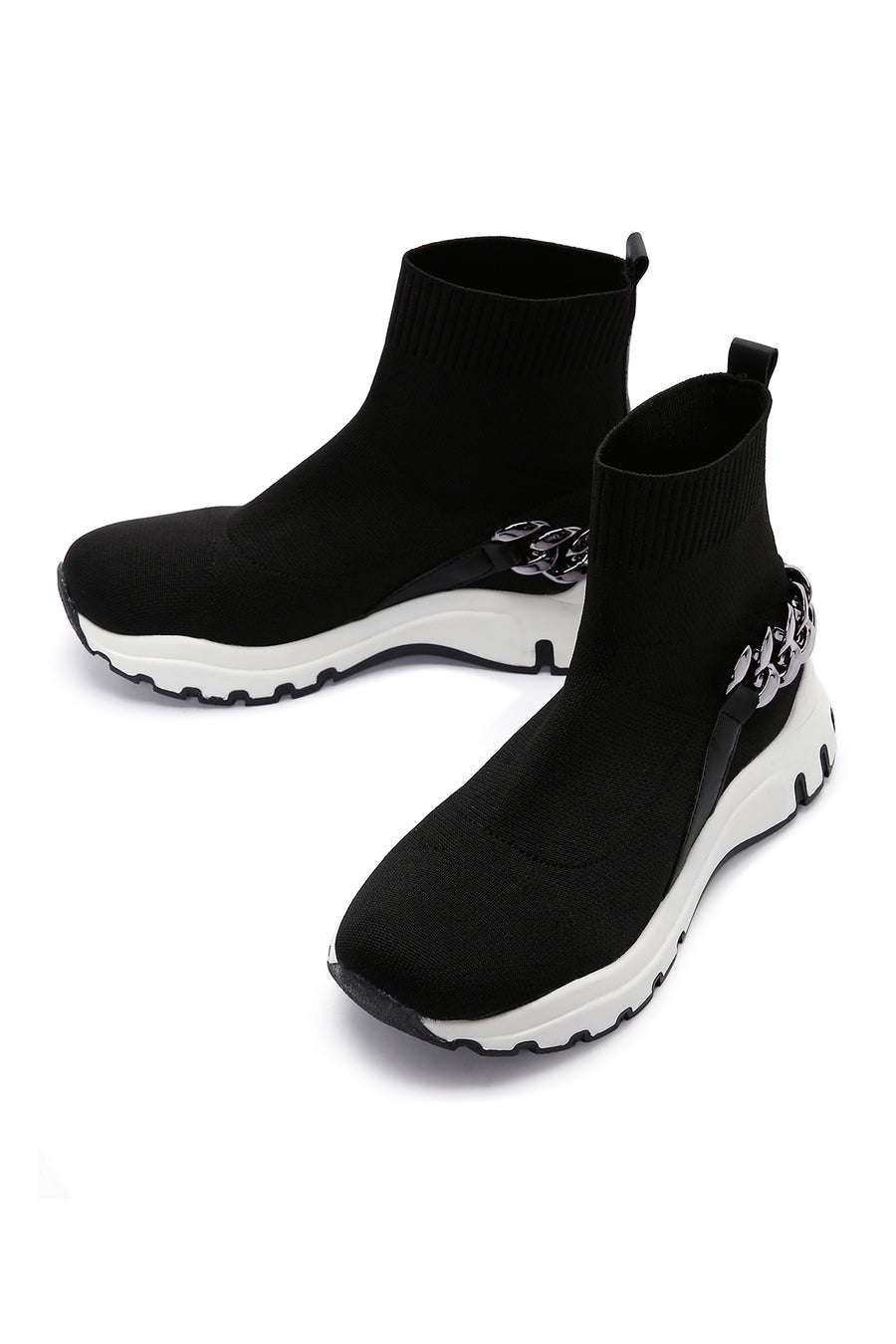 Kadın Siyah Zincir Aksesuarlı Bilekli Sneaker Bot