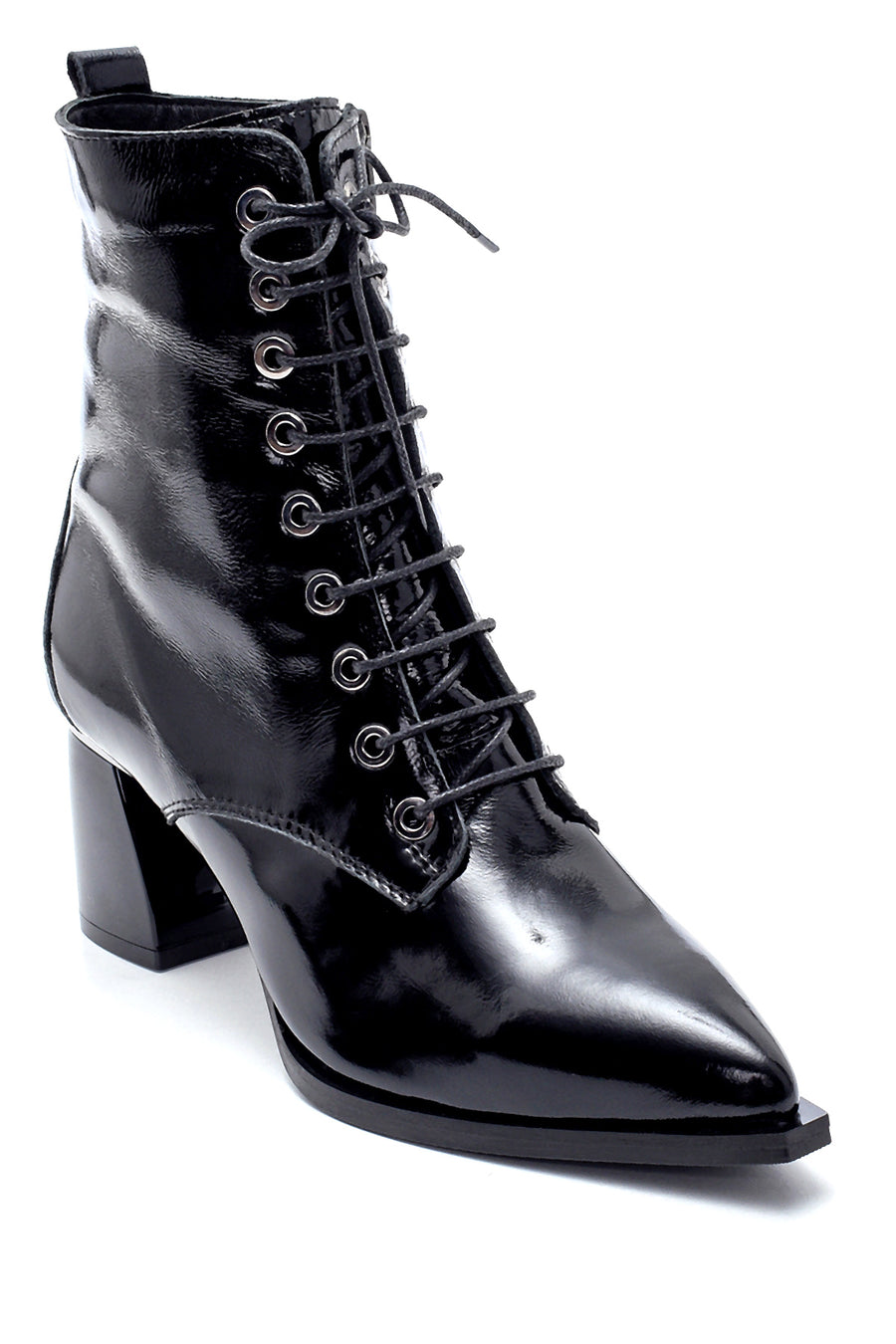 Women's Leather Patent Leather Heeled Boots