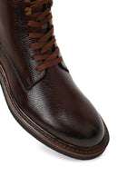 Male Brown Lace-Up Zip Closure Leather Casual Boots | Derimod