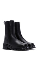 Woman Black Zippered Thick Sole Leather Boat | Derimod