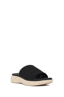 Woman Black Chunky-Soled Patterned Comfort Slippers | Derimod
