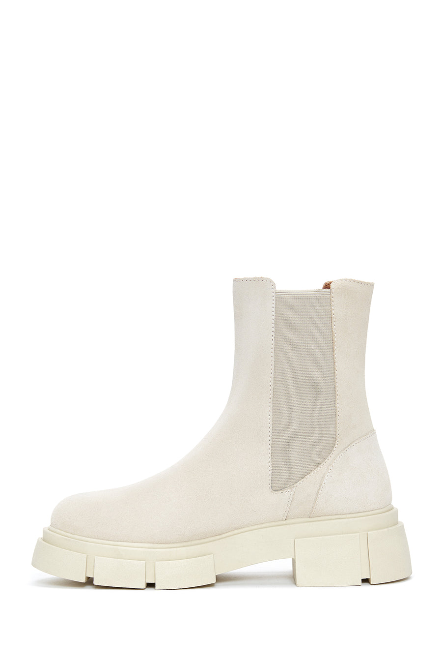 Women's Cream Suede Leather Chelsea Boots