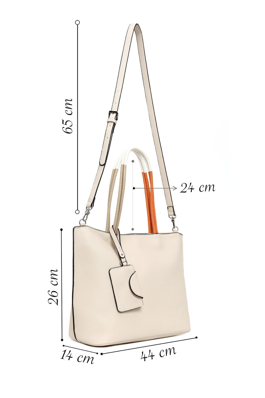 Woman Cream Long-Strap Shoulder Bag