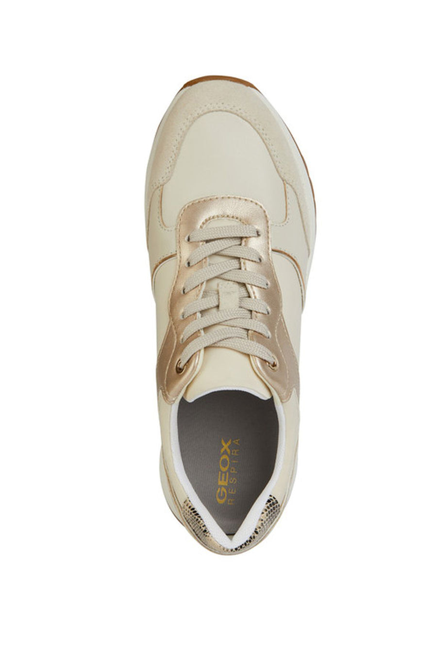 Geox Women's Beige Desya Lace-up Leather Sneaker