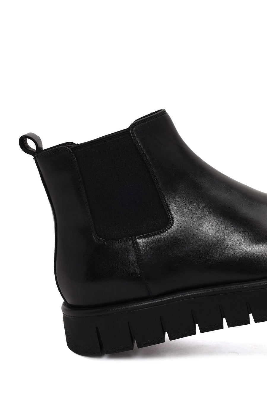 Male Black Thick-Soled Leather Casual Chelsea Boots