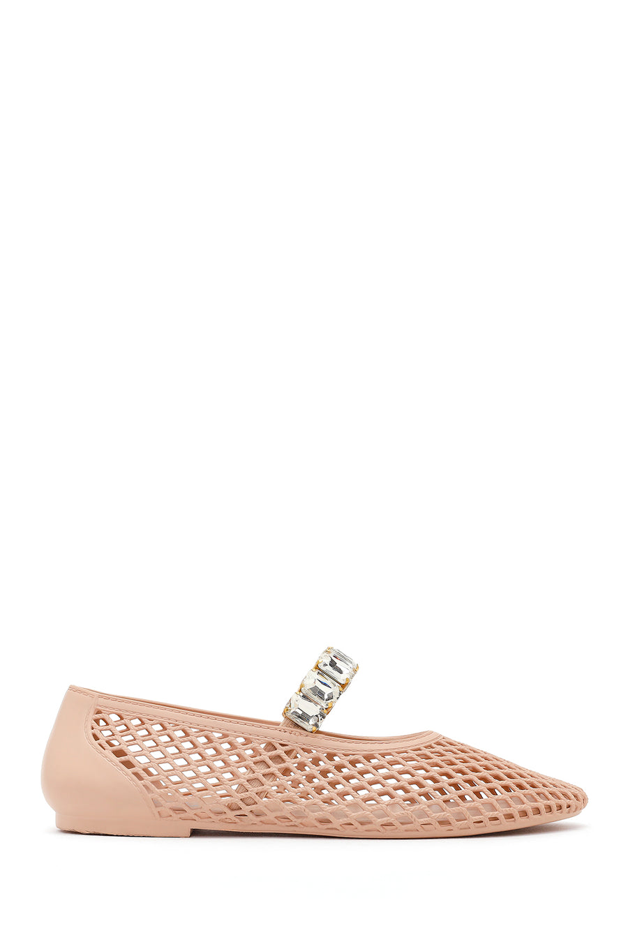 Women's Beige Jelly Ballet Flats with Rhinestones 26SFE4756PV | Derimod