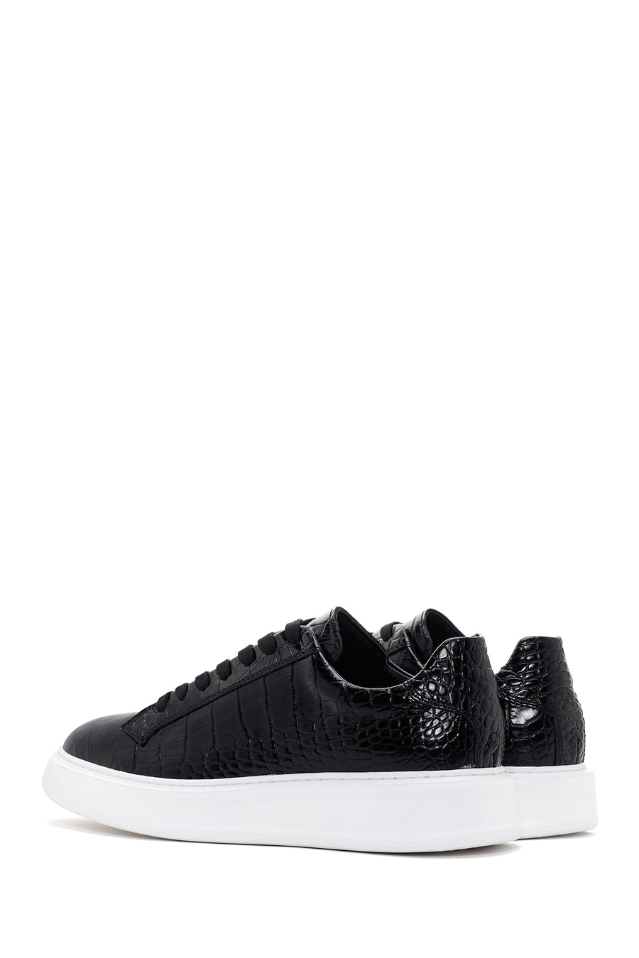 Men's Black Lace-up Leather Sneaker