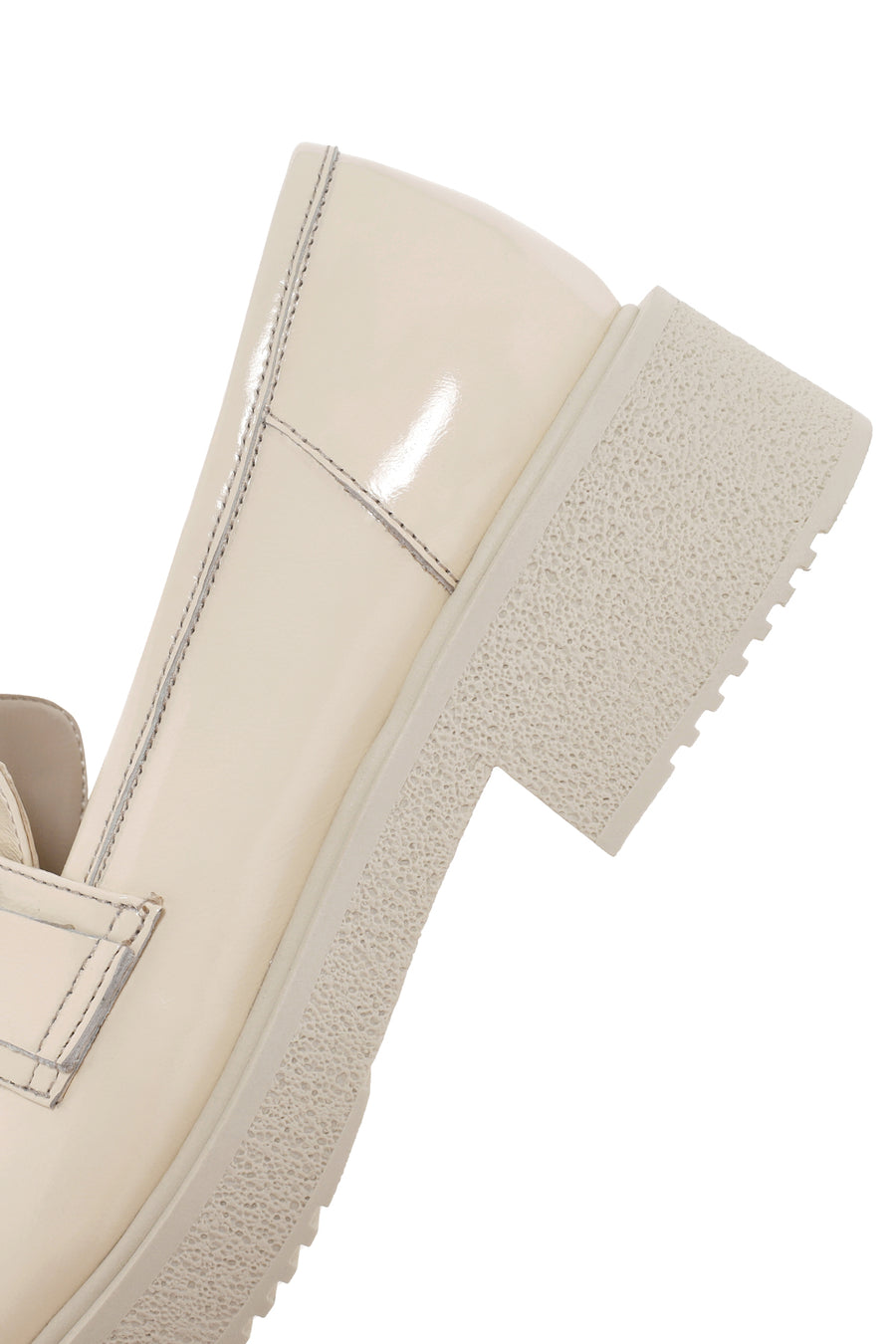 Women's Beige Leather Patent Leather Masculine Loafer