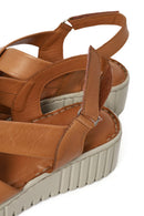 Woman Tan Chunky-Soled Leather Comfort Sandals | Derimod