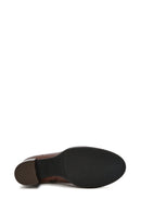Woman Brown Zippered Chunky Heels Leather Boot | Derimod