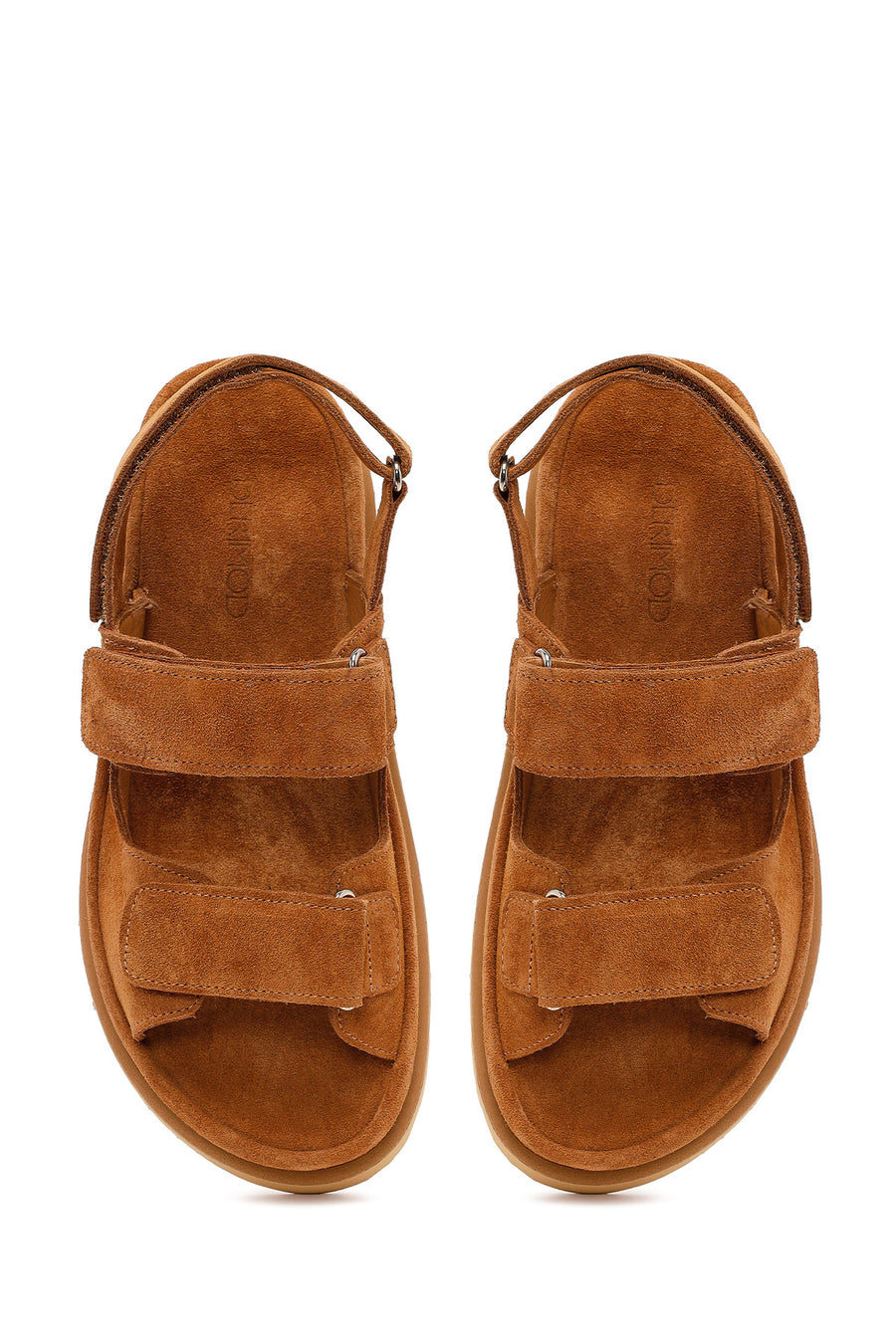 Woman Tan Strappy Thick-Soled Suede Sandal