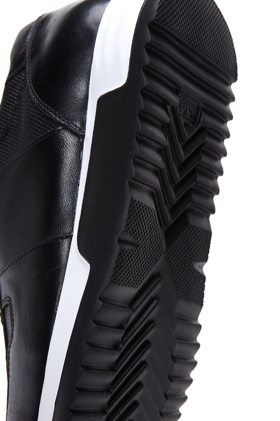 Erkek Siyah Deri Kalun Tabanlı Sneaker