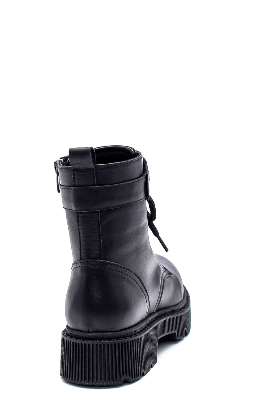 Women's Black Leather Zippered Boots